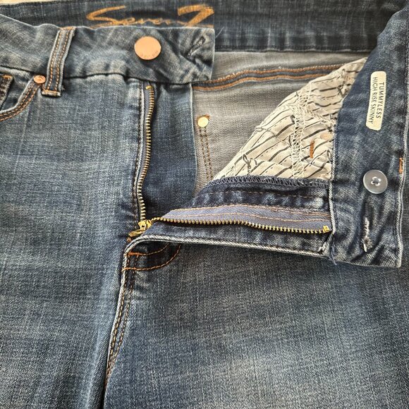 Seven7 High Rise Slim Straight Jeans – Size 14 Plus – Blue Stretch Denim - Picture 4 of 10